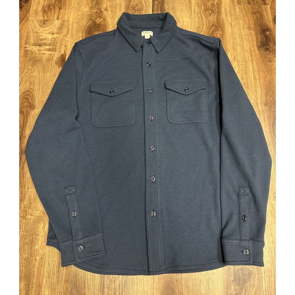 J Crew Shirt Mens L Seaboard Knit Button Front Pockets BV898